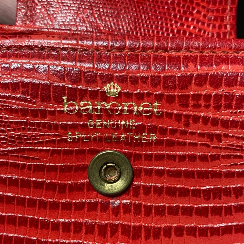 Vintage Baronet Red Crocodile-Embossed leather Women's wallet